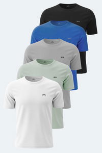 Slazenger - Slazenger ROSALVA 5 li Set Erkek Beyaz - Siyah - Gri - Saks Mavi - Su Yeşili Tişört Slazenger - Slazenger ROSALVA 5 li Set Erkek Beyaz - Siyah - Gri - Saks Mavi - Su Yeşili Tişört