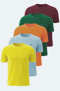 Slazenger - Slazenger ROSALVA 5 li Set Erkek Sarı - Mavi - Yeşil - Turuncu - Bordo Tişört Slazenger - Slazenger ROSALVA 5 li Set Erkek Sarı - Mavi - Yeşil - Turuncu - Bordo Tişört