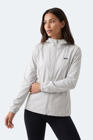Slazenger RUSTIC Kadın Kapüşonlu Fermuarlı Ekru Rüzgarlık