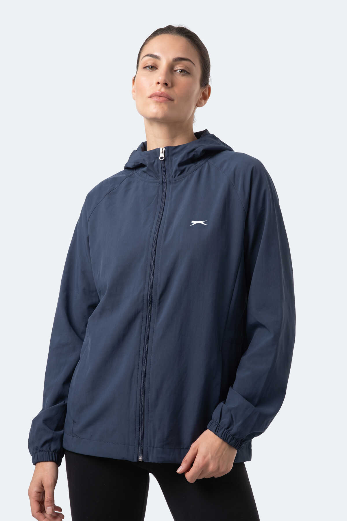 Slazenger - Slazenger RUSTIC Kadın Kapüşonlu Fermuarlı Lacivert Rüzgarlık