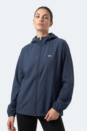 Slazenger RUSTIC Kadın Kapüşonlu Fermuarlı Lacivert Rüzgarlık