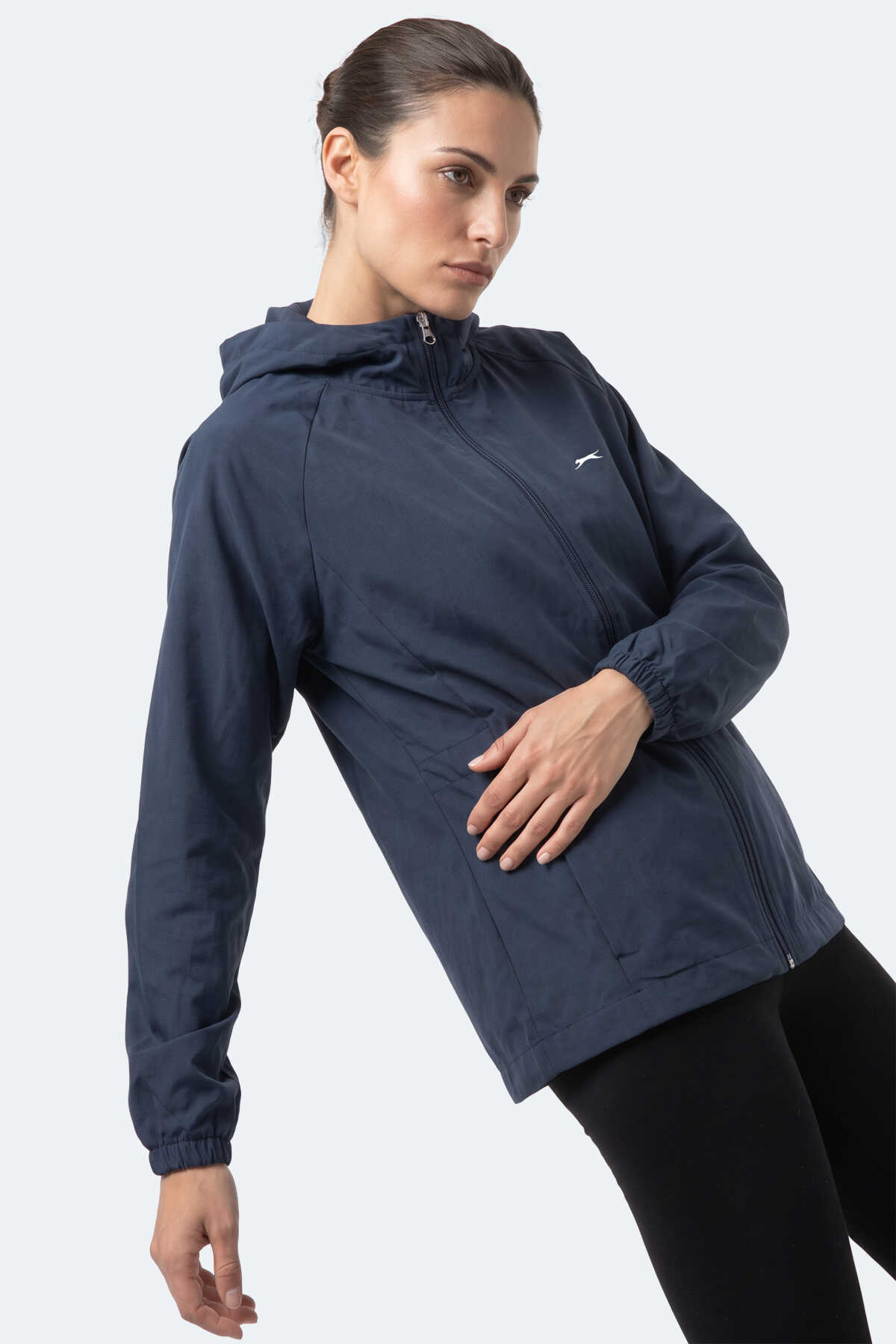 Slazenger RUSTIC Kadın Kapüşonlu Fermuarlı Lacivert Rüzgarlık - 7