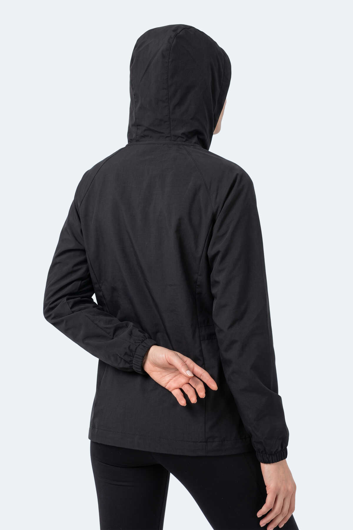 Slazenger RUSTIC Kadın Kapüşonlu Fermuarlı Siyah Rüzgarlık - 3