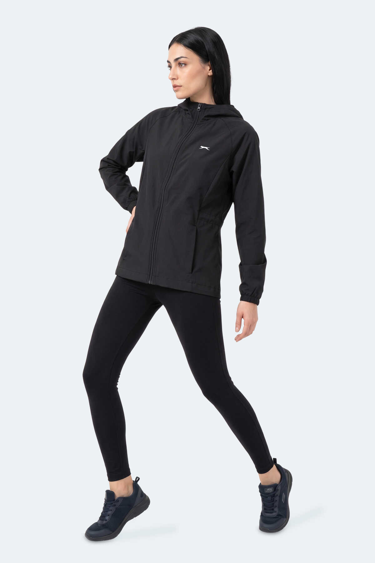 Slazenger RUSTIC Kadın Kapüşonlu Fermuarlı Siyah Rüzgarlık - 5
