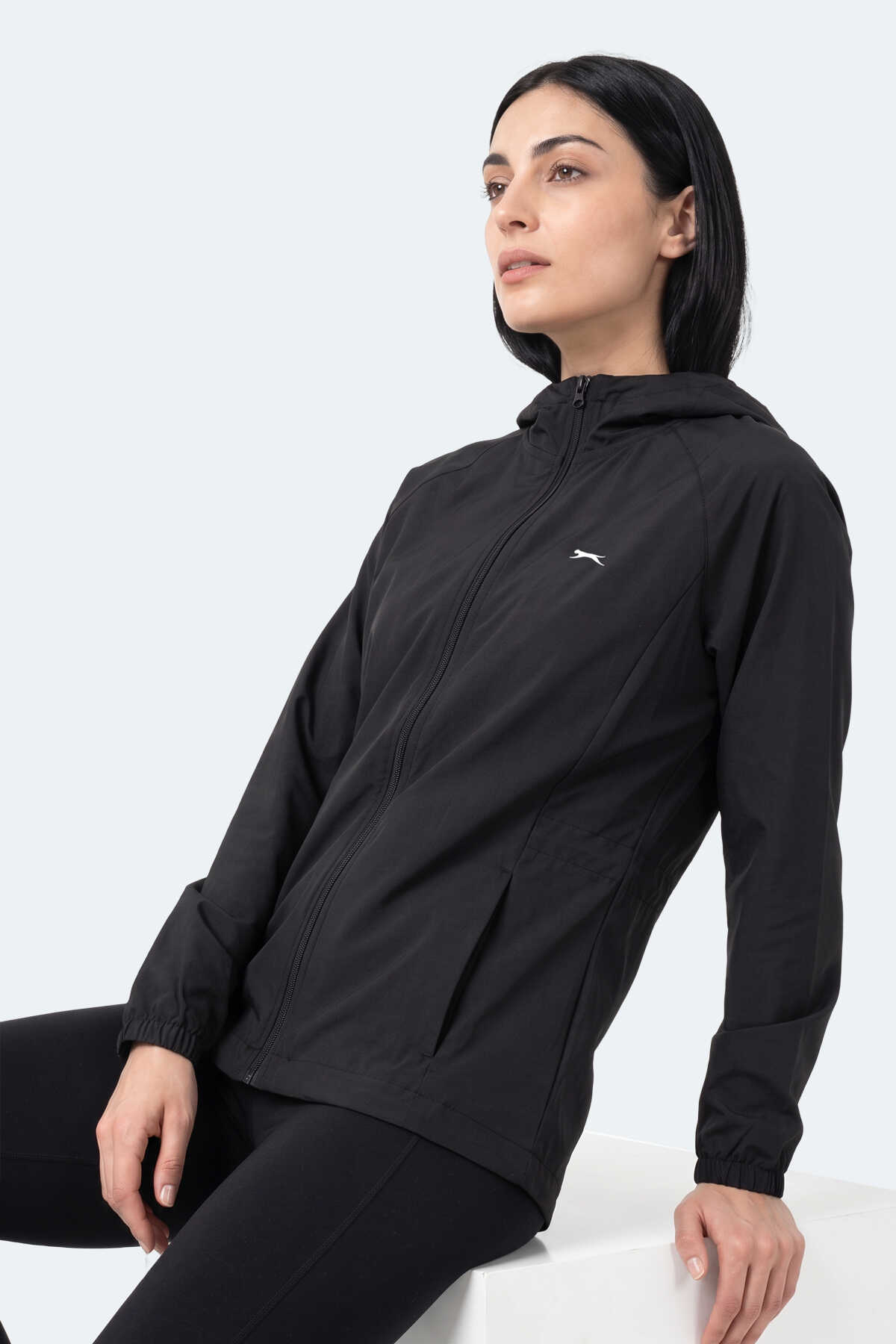 Slazenger RUSTIC Kadın Kapüşonlu Fermuarlı Siyah Rüzgarlık - 6