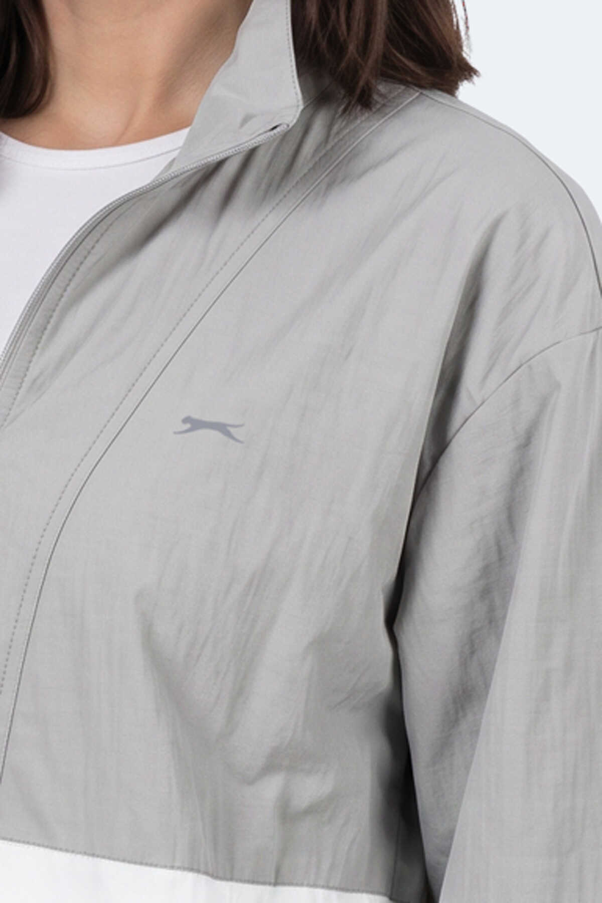 Slazenger RYDER I Kadın Dik Yaka Fermuarlı Oversıze Gri Rüzgarlık - 2