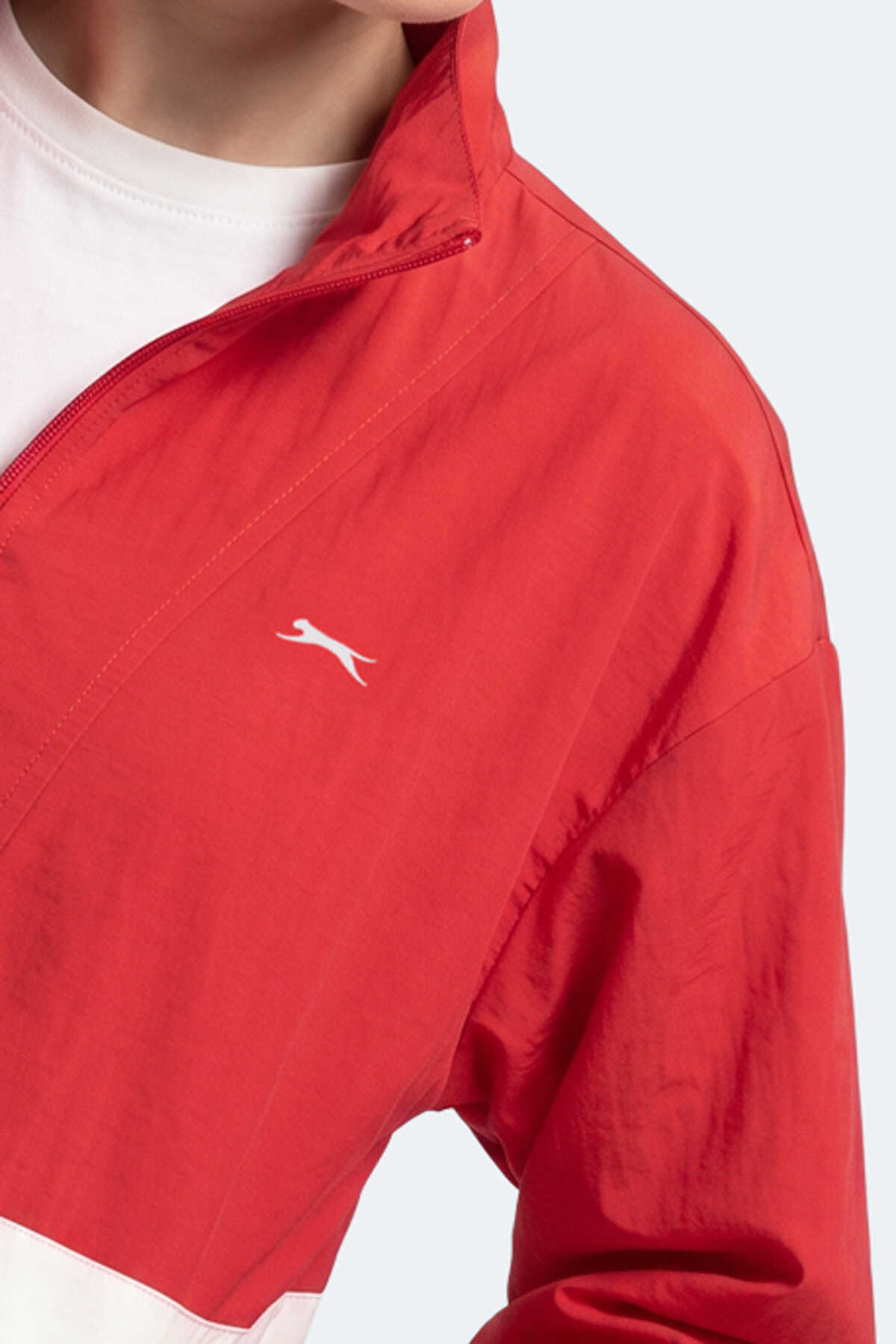 Slazenger RYDER I Kadın Dik Yaka Fermuarlı Oversıze Kırmızı Rüzgarlık - 2