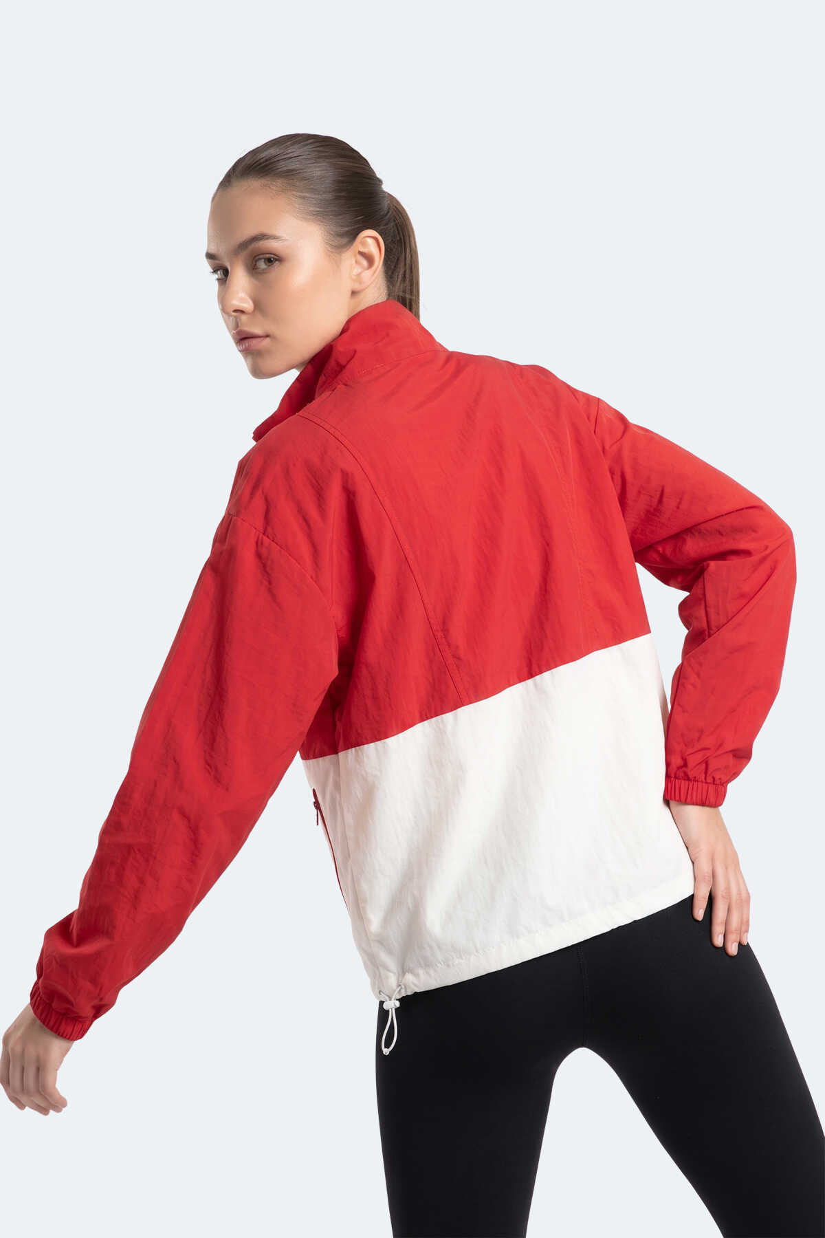 Slazenger RYDER I Kadın Dik Yaka Fermuarlı Oversıze Kırmızı Rüzgarlık - 4