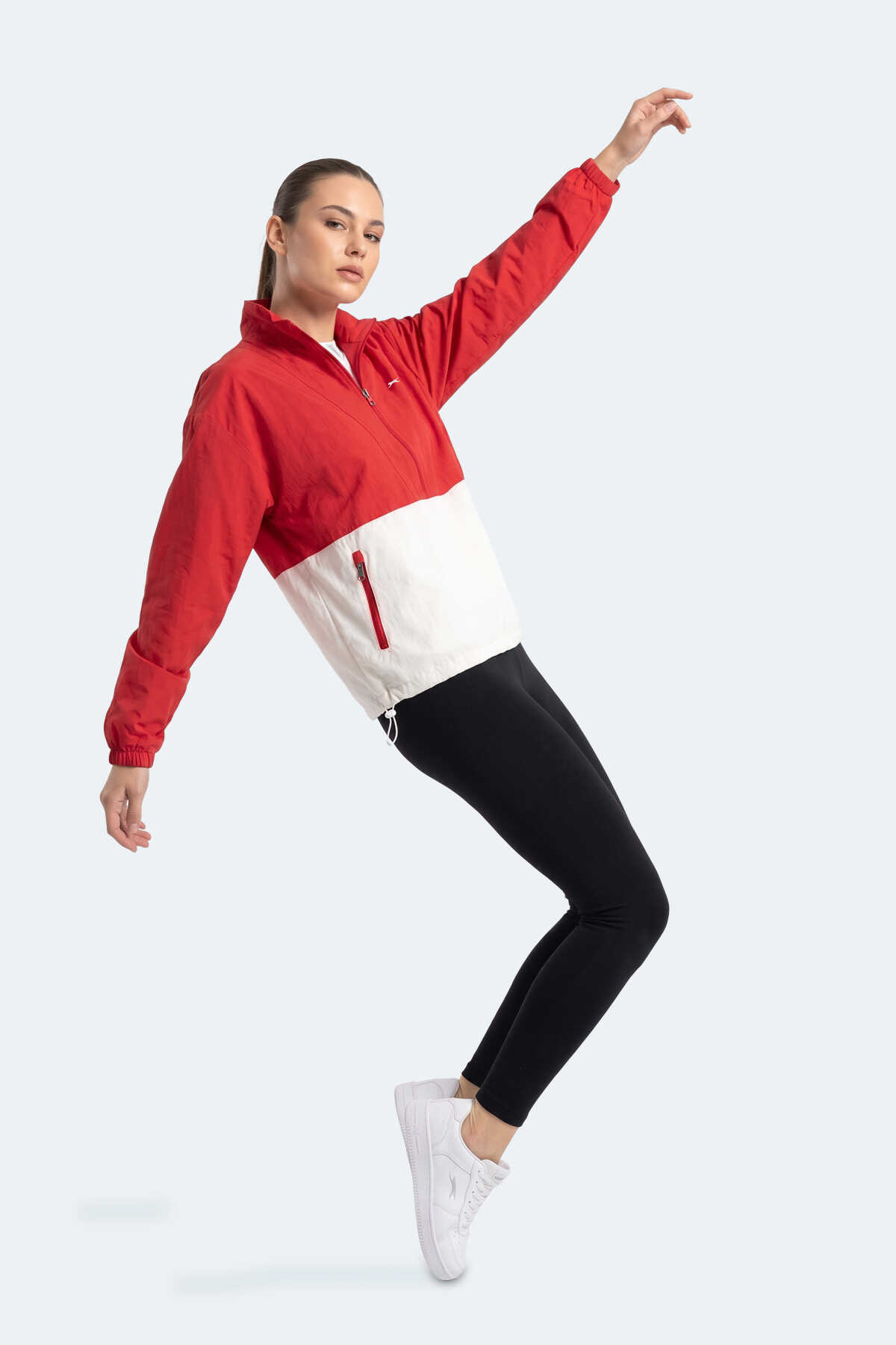 Slazenger RYDER I Kadın Dik Yaka Fermuarlı Oversıze Kırmızı Rüzgarlık - 5