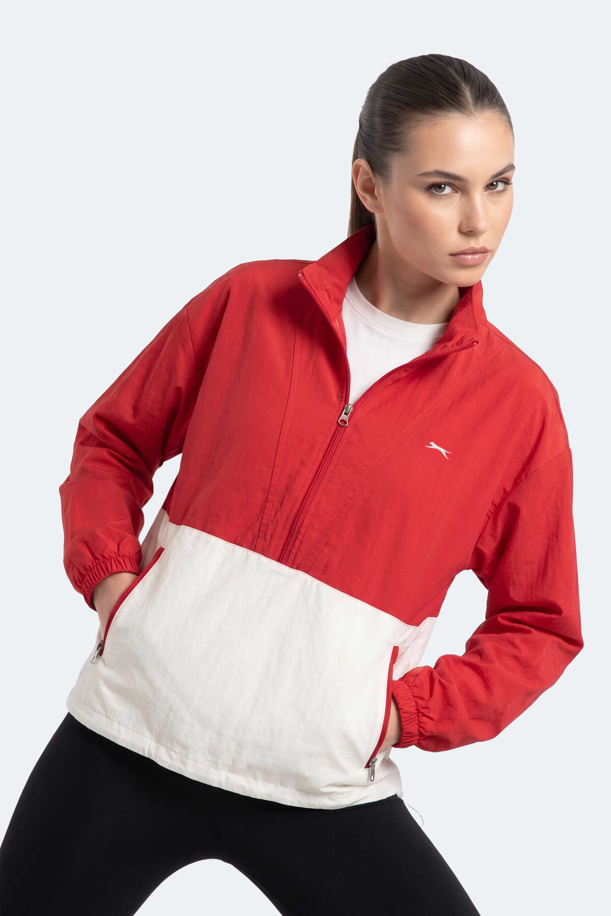 Slazenger RYDER I Kadın Dik Yaka Fermuarlı Oversıze Kırmızı Rüzgarlık - 6