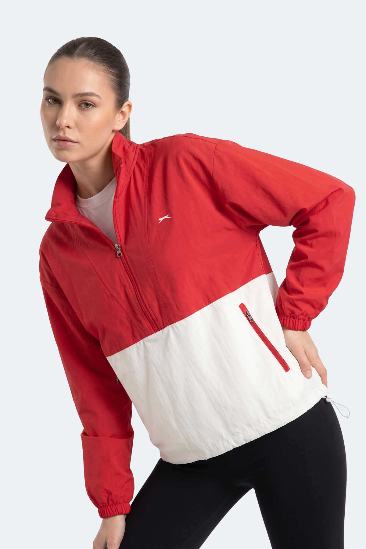 Slazenger RYDER I Kadın Dik Yaka Fermuarlı Oversıze Kırmızı Rüzgarlık - 7