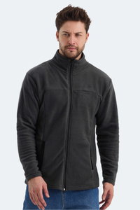 Slazenger - Slazenger SAFRANO I Erkek Fermuarlı Dik Yaka Cepli Koyu Gri Polar