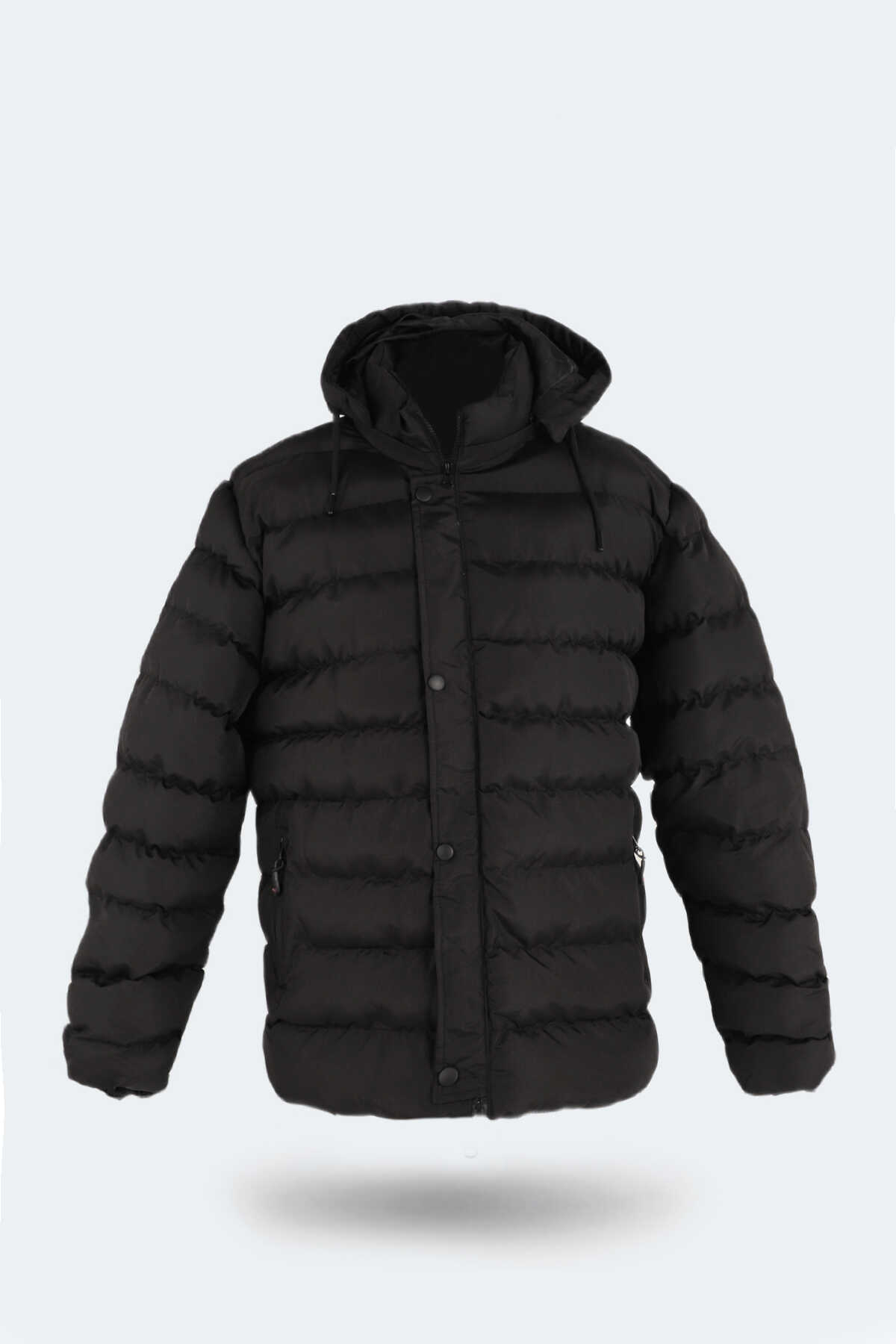 Slazenger SALINE IN Büyük Beden Erkek Kapüşonlu Şişme Siyah Mont & Kaban - 2