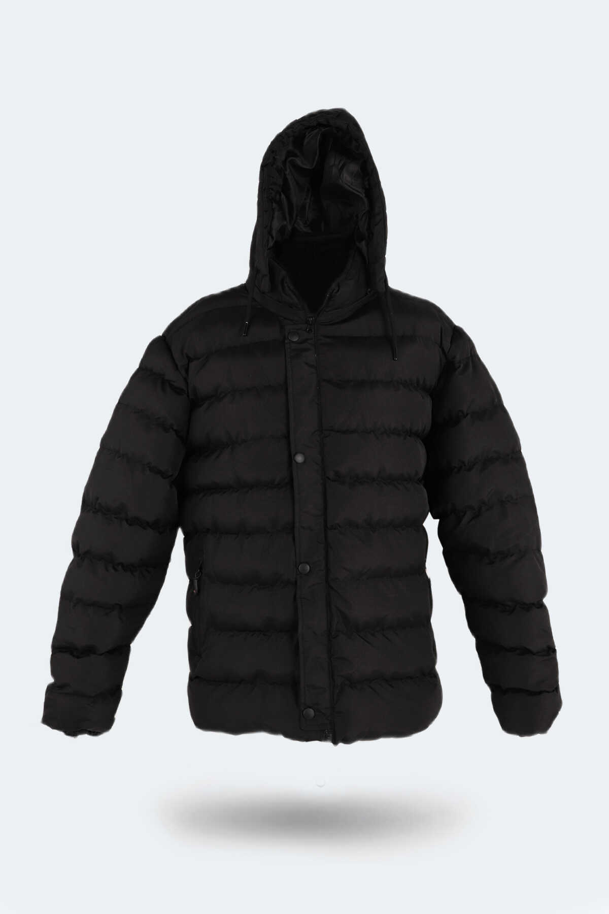 Slazenger SALINE IN Büyük Beden Erkek Kapüşonlu Şişme Siyah Mont & Kaban - 4