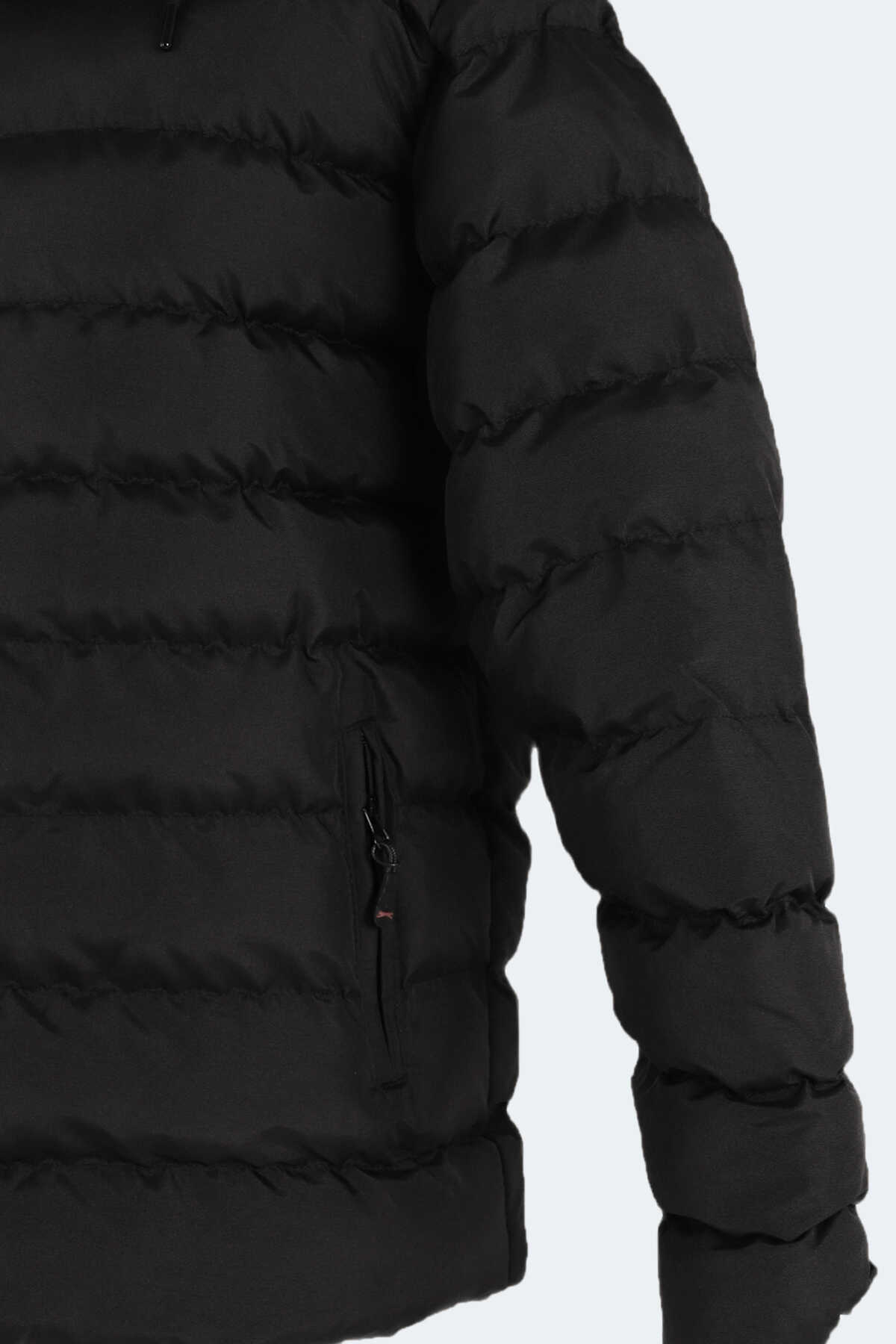 Slazenger SALINE IN Büyük Beden Erkek Kapüşonlu Şişme Siyah Mont & Kaban - 5