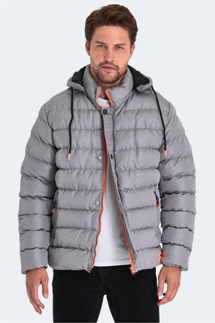 Slazenger SALINE Erkek Kapüşonlu Şişme Gri Mont & Kaban