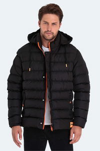 Slazenger - Slazenger SALINE Erkek Kapüşonlu Şişme Siyah Mont & Kaban