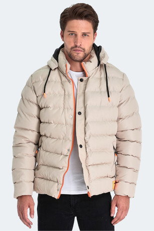 Slazenger SALINE Erkek Kapüşonlu Şişme Taş Gri Mont & Kaban