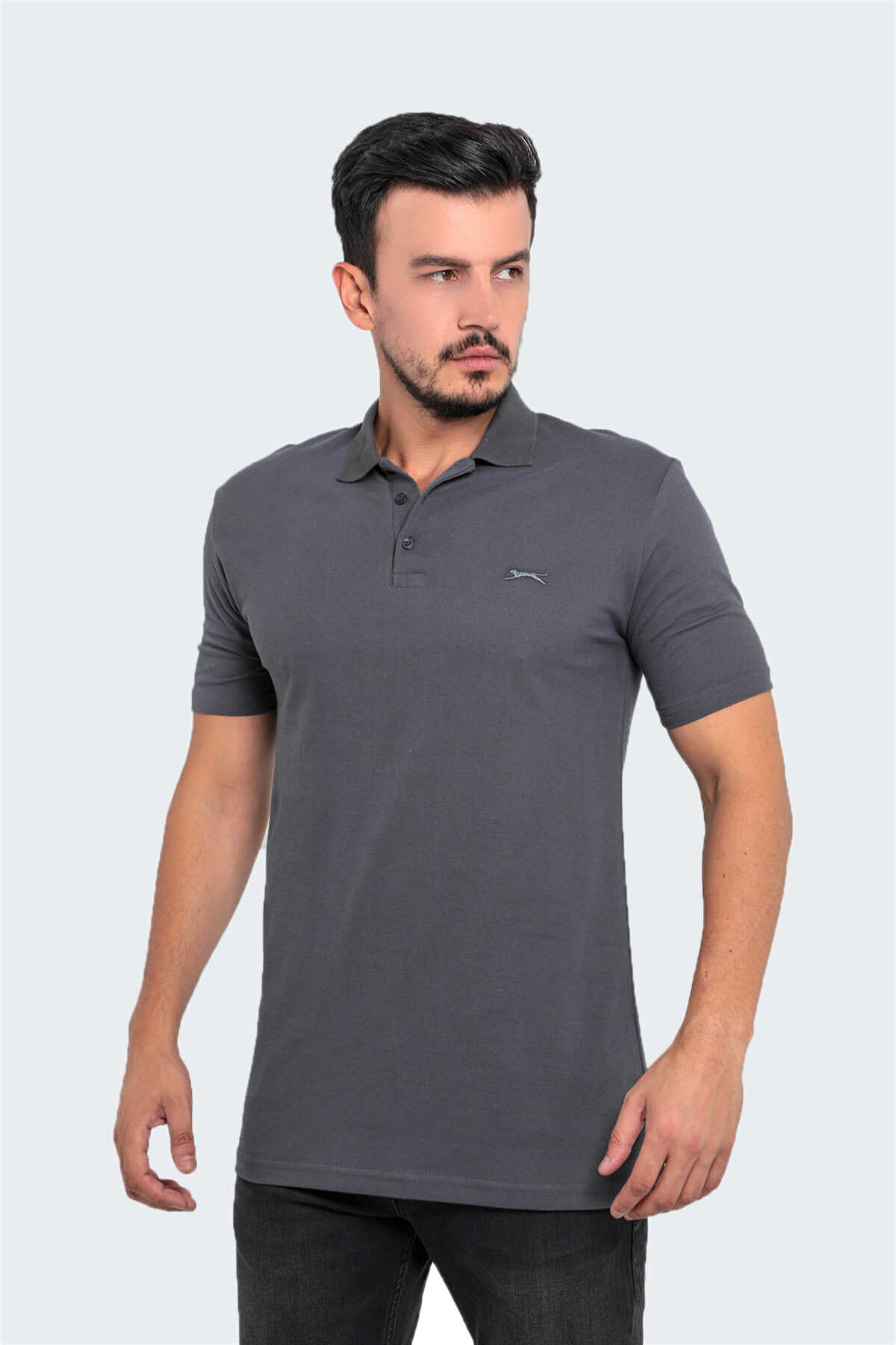 Slazenger - Slazenger SALVATOR Büyük Beden Erkek Polo T-Shirt Antrasit