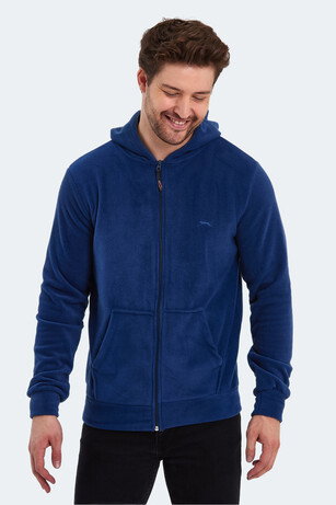 Slazenger SAMSON IN Erkek Fermuarlı Kapüşonlu Cepli Indigo Polar 