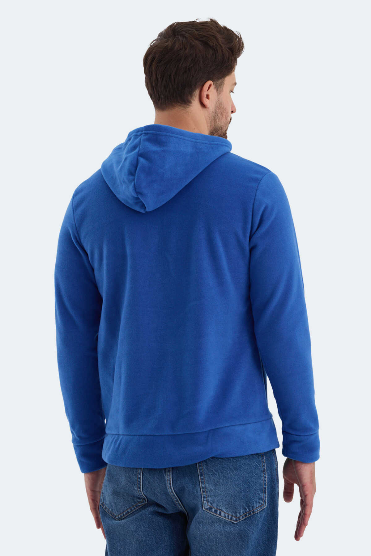 Slazenger SAMSON IN Erkek Fermuarlı Kapüşonlu Cepli Saks Mavi Polar - 2