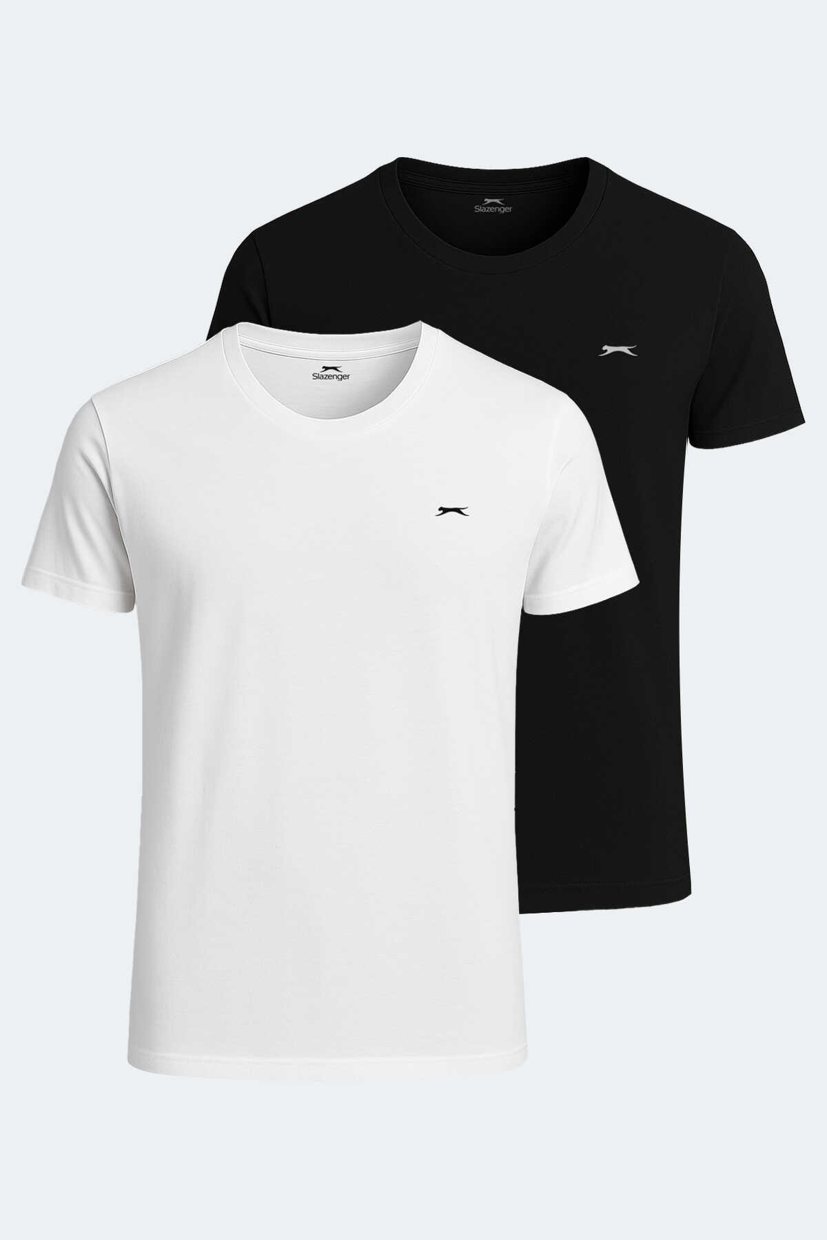 Slazenger - SANDER KTN 2li Set Erkek Tişört Beyaz - Siyah