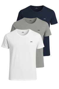 Slazenger - Slazenger SANDER KTN 3 lü Set Erkek Beyaz - Gri - Lacivert Tişört