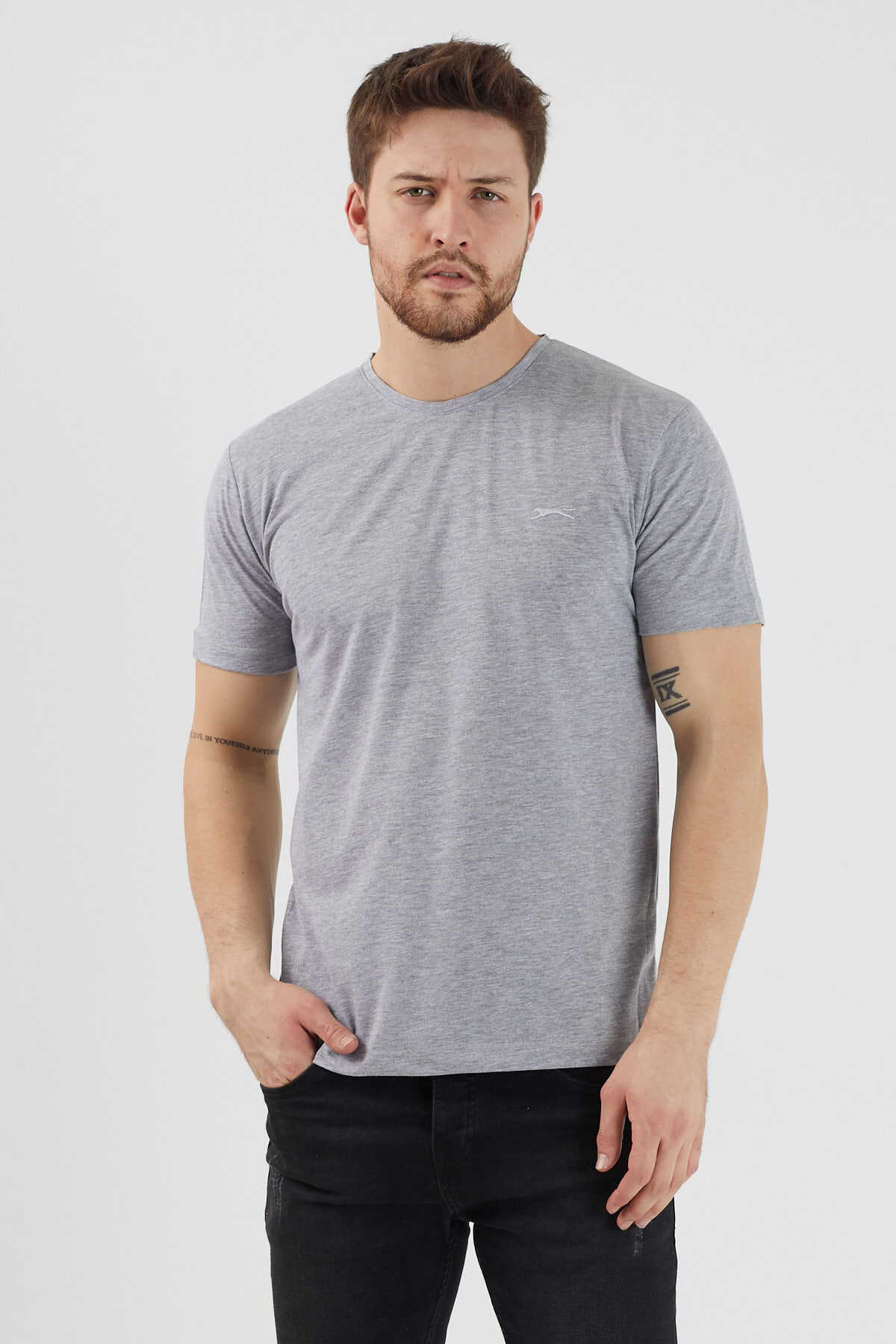Slazenger SANDER KTN 3 lü Set Erkek Beyaz - Gri - Lacivert Tişört - 3