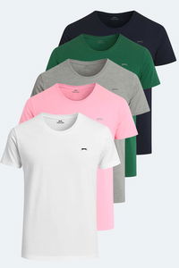 Slazenger - Slazenger SANDER KTN 5 li Set Erkek Beyaz - Gri - Lacivert - Koyu Yeşil - Açık Pembe Tişört Slazenger - Slazenger SANDER KTN 5 li Set Erkek Beyaz - Gri - Lacivert - Koyu Yeşil - Açık Pembe Tişört