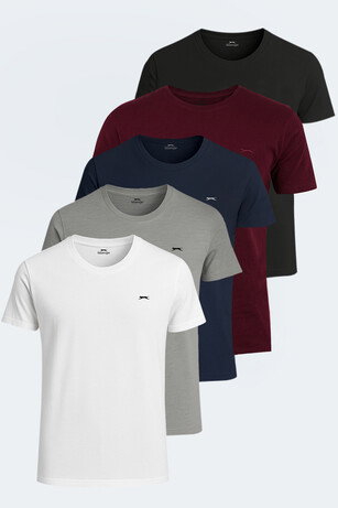 Slazenger SANDER KTN 5 li Set Erkek  Beyaz - Gri - Siyah - Lavivert - Bordo Tişört 