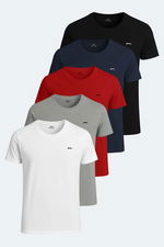 Slazenger - Slazenger SANDER KTN 5 li Set Erkek Beyaz - Gri - Siyah - Lacivert - Kırmızı Tişört Slazenger - Slazenger SANDER KTN 5 li Set Erkek Beyaz - Gri - Siyah - Lacivert - Kırmızı Tişört