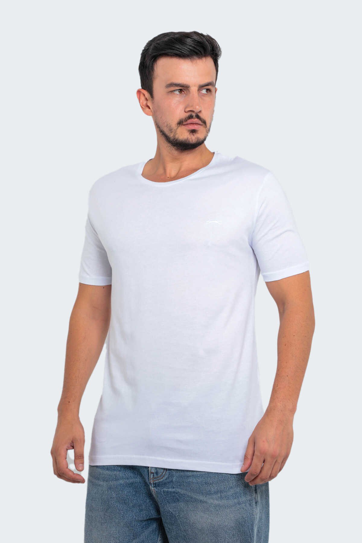 Slazenger - SANDER KTN Büyük Beden Erkek Kısa Kollu T-Shirt Beyaz