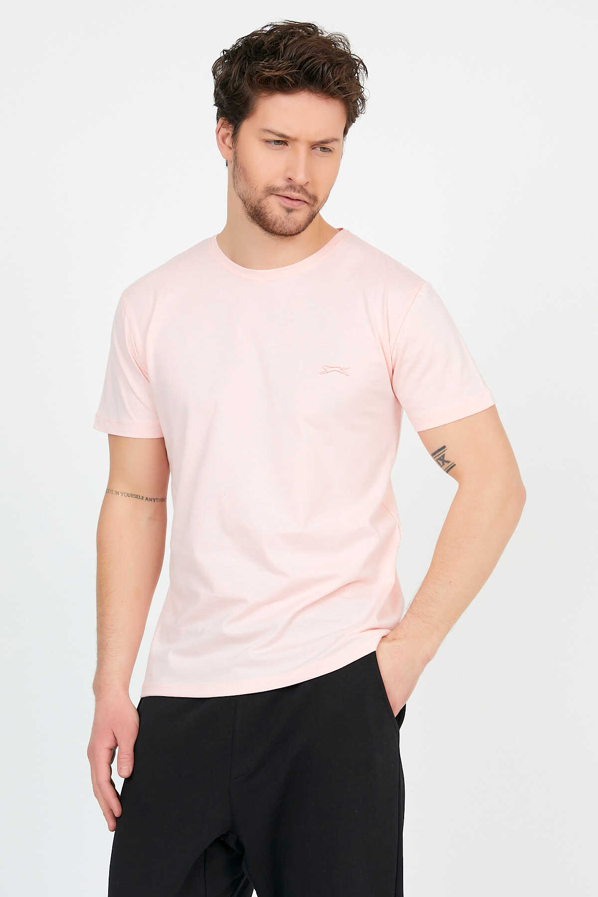 Slazenger - Slazenger SANDER KTN Erkek Tişört Açık Pembe