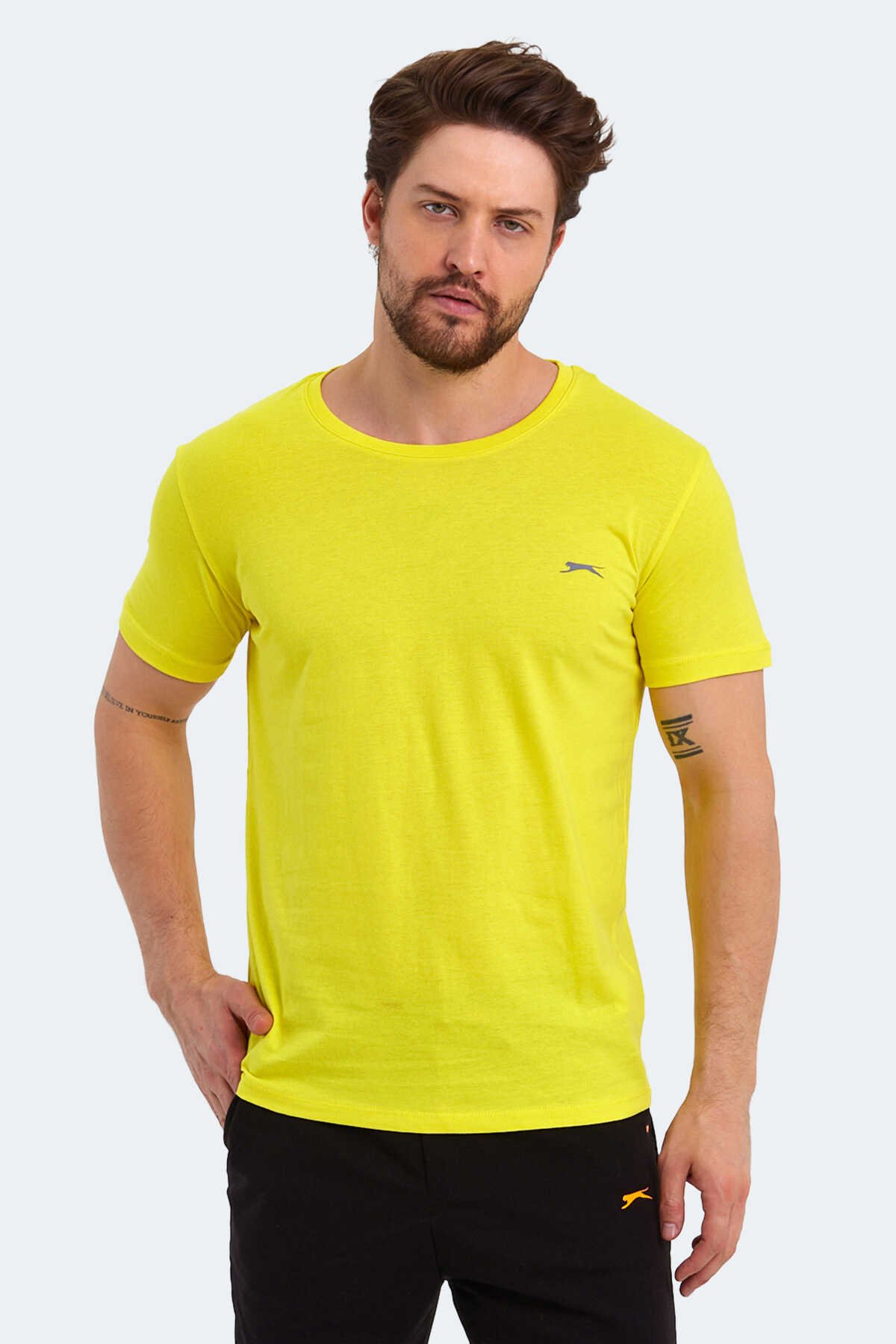 Slazenger - Slazenger SANDER KTN Erkek Kısa Kol T-Shirt Açık Sarı