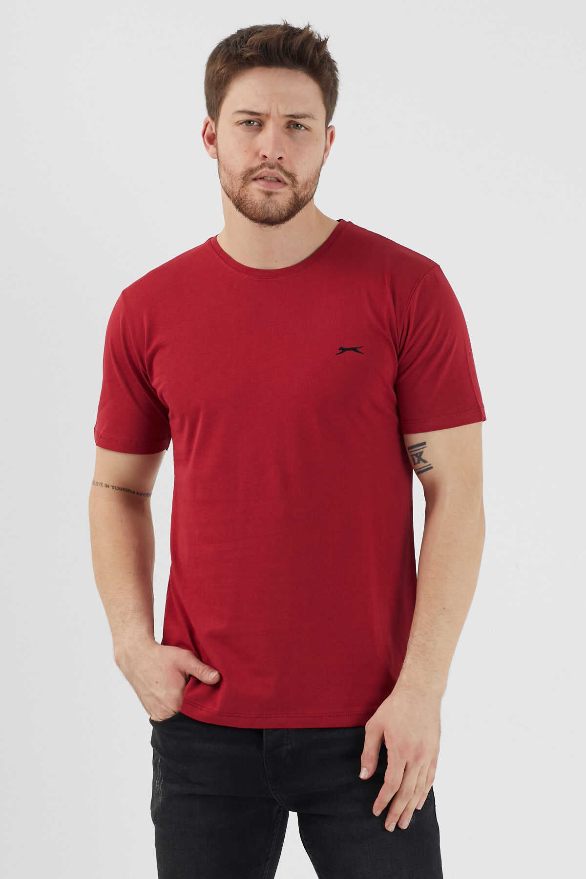 Slazenger - Slazenger SANDER KTN Erkek Bordo Tişört Slazenger - Slazenger SANDER KTN Erkek Bordo Tişört