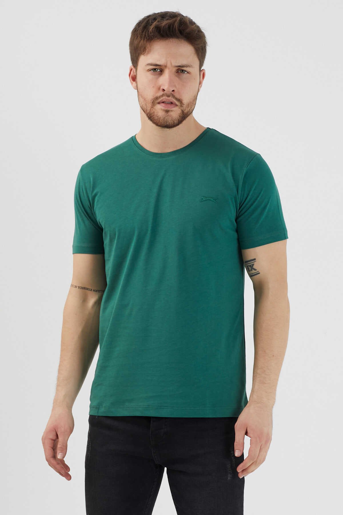 Slazenger - Slazenger SANDER KTN Erkek Kısa Kol T-Shirt Koyu Yeşil