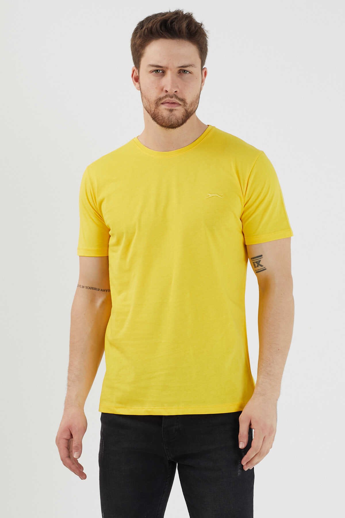 Slazenger - Slazenger SANDER KTN Erkek Kısa Kol T-Shirt Sarı