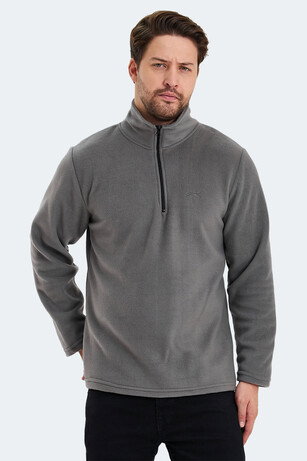 Slazenger SANNE IN Erkek Dik Yaka Fermuarlı Koyu Gri Polar 
