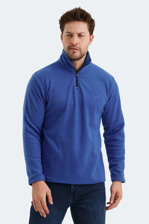 Slazenger SANNE IN Erkek Dik Yaka Fermuarlı Saks Mavi Polar 