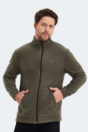 Slazenger SANSA Erkek Fermuarlı Dik Yaka Cepli Haki Polar