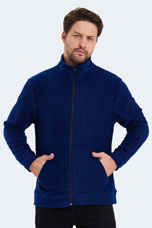 Slazenger SANSA Erkek Fermuarlı Dik Yaka Cepli Lacivert Polar