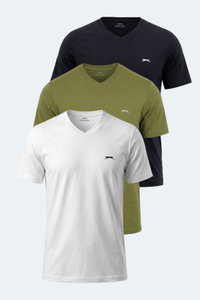 Slazenger - Slazenger SARGON 3 lü Set Erkek Beyaz - Lacivert - Haki Tişört