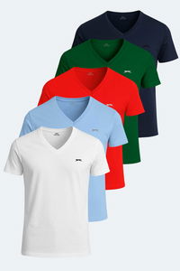 Slazenger - Slazenger SARGON 5 li Set Erkek Beyaz - Lacivert - Kırmızı - Mavi - Koyu Yeşil Tişört Slazenger - Slazenger SARGON 5 li Set Erkek Beyaz - Lacivert - Kırmızı - Mavi - Koyu Yeşil Tişört