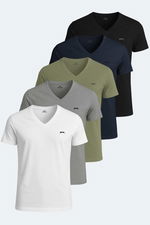 Slazenger - Slazenger SARGON 5 li Set Erkek Beyaz - Siyah - Lacivert - Haki - Gri Tişört Slazenger - Slazenger SARGON 5 li Set Erkek Beyaz - Siyah - Lacivert - Haki - Gri Tişört