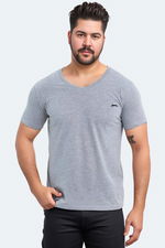 Slazenger - Slazenger SARGON KTN Büyük Beden Erkek V Yaka Gri Tişört Slazenger - Slazenger SARGON KTN Büyük Beden Erkek V Yaka Gri Tişört