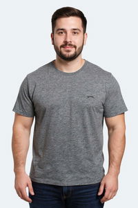 Slazenger - Slazenger SARGON KTN Büyük Beden Erkek V Yaka Koyu Gri Tişört