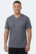 Slazenger - Slazenger SARGON KTN Büyük Beden Erkek V Yaka Koyu Gri Tişört