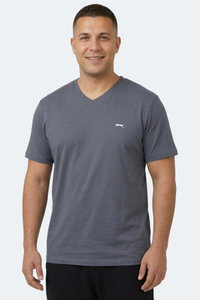 Slazenger - Slazenger SARGON KTN Büyük Beden Erkek V Yaka Koyu Gri Tişört