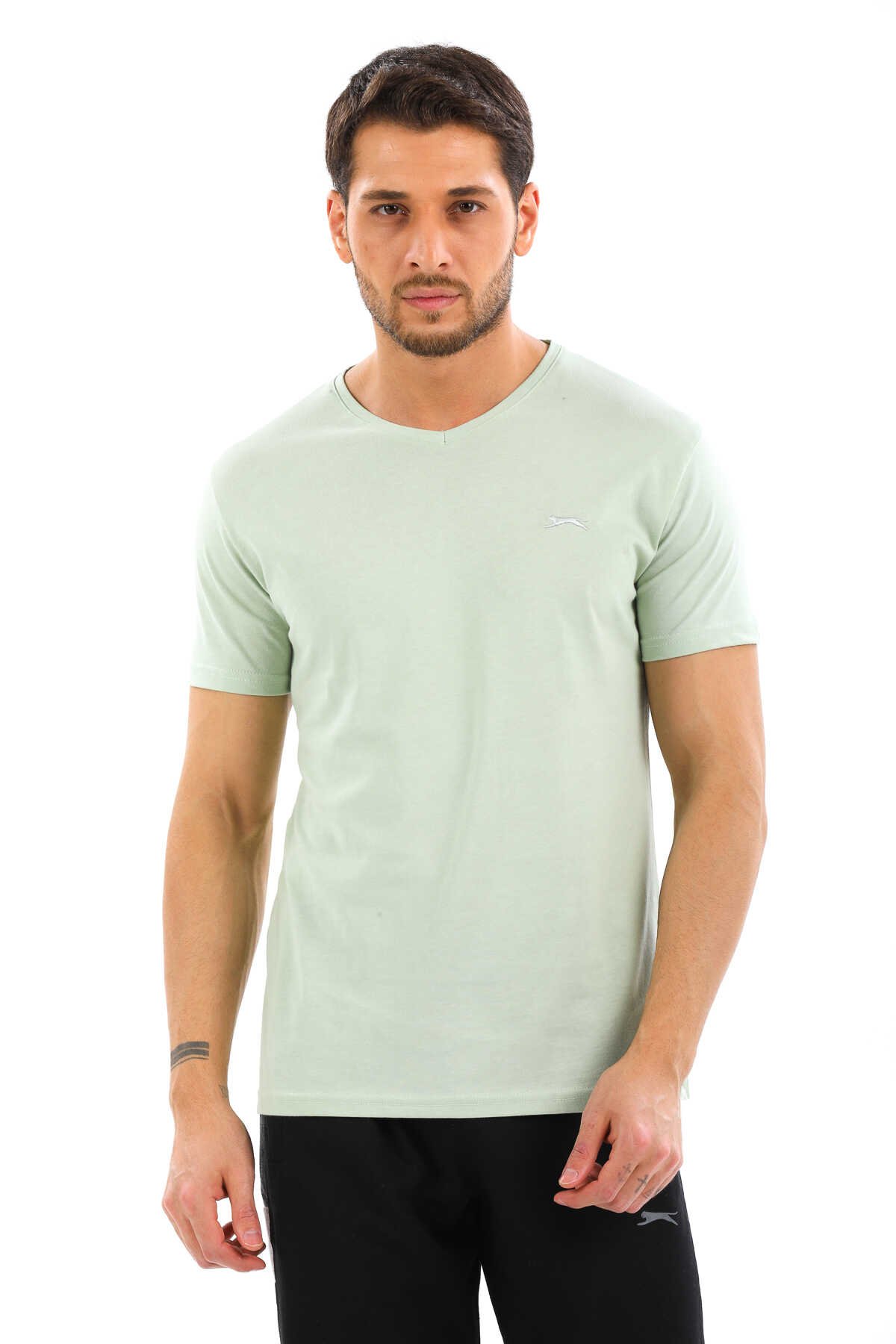 Slazenger - Slazenger SARGON KTN Erkek Kısa Kol T-Shirt Açık Yeşil