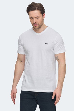 Slazenger SARGON KTN Erkek V Yaka Beyaz Tişört 